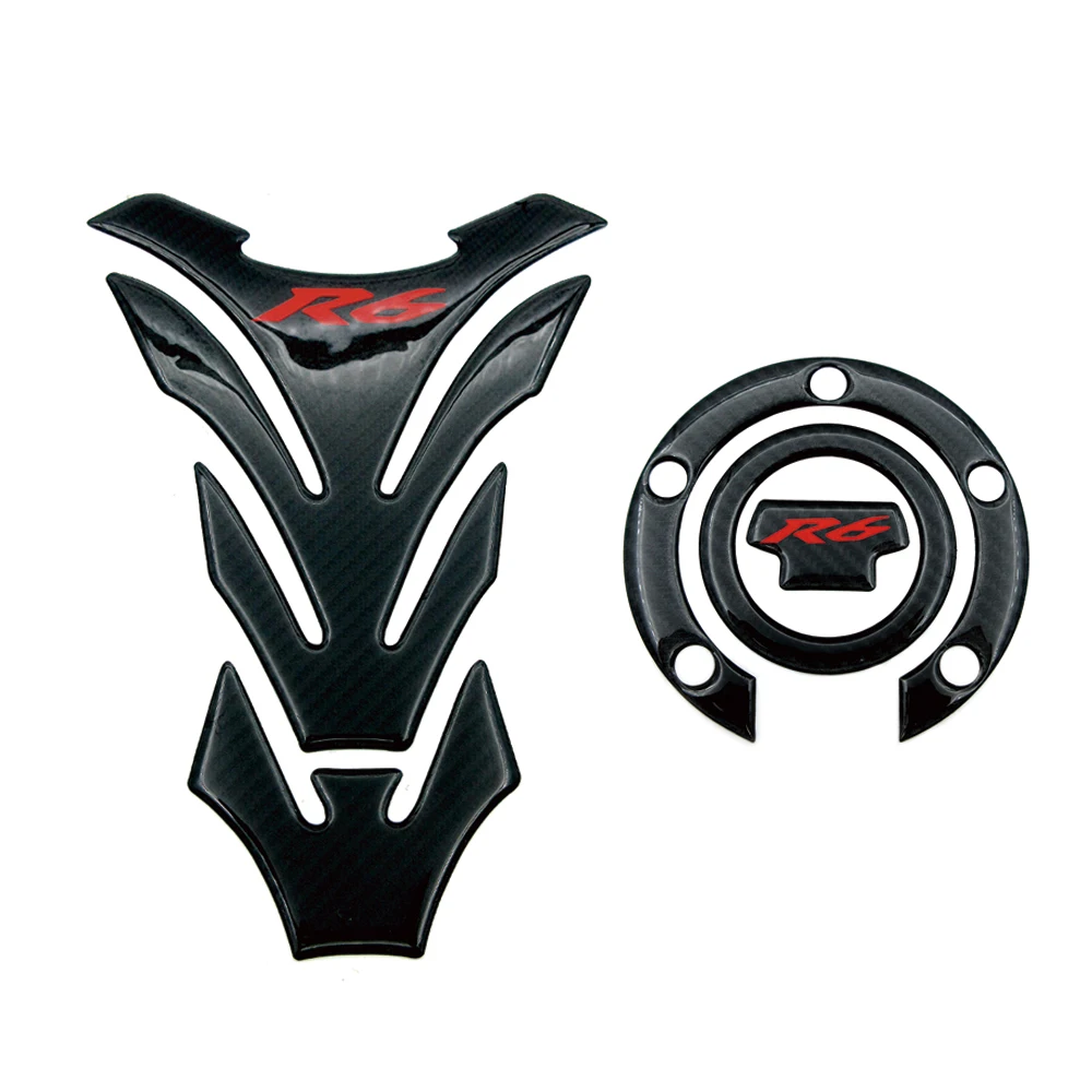 For Yamaha YZF R6 YZFR6 YZF600 2003 2004 2005 Sticker Tank Pad Oil Gas Cap Cover Triple Clamp Protector Carbon Motorcycle Decals