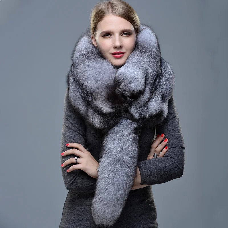 

2022 Banquet Luxury Winter Scarf, High-End Men'sWomen's Fox Fur Scarf ,100% Natural One-Piece Warmth Real Fox Fur Collar