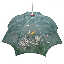 High Strength 4-28 Holes Automatic Hand Fishing Net Shrimp Cage Fish Trap Cast Nets Cast Fold Crab Fishing Network Outdoor Net