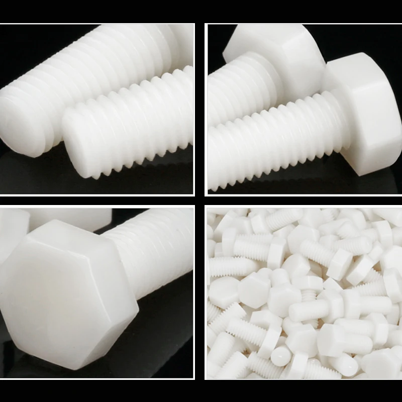 White Nylon Hexagonal Screw Metric Threaded Hex Head Screw Plastic Insulated Bolt M3 M4 M5 M6 M8 M10 M12 Length 4mm-100mm image 6