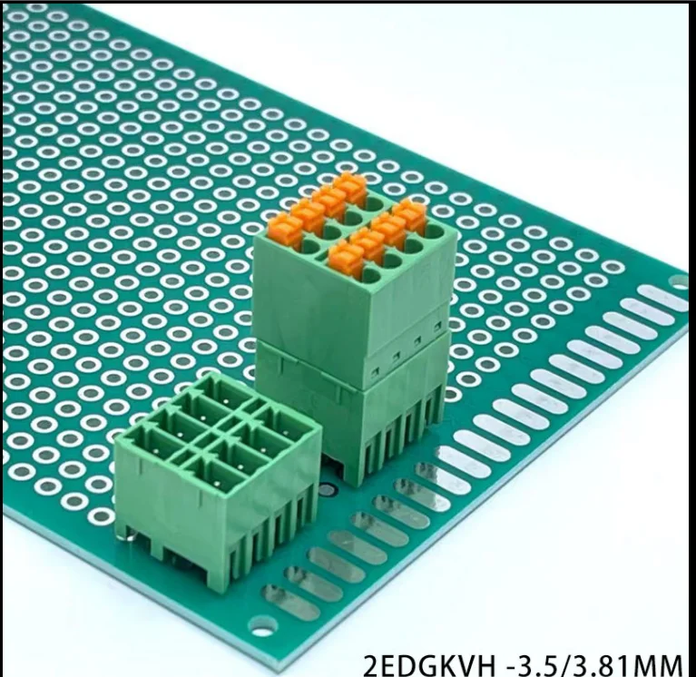 10sets Plug-in screw-free 2EDGKNH/RH/VH-pitch 3.5/3.81mm double-layer curved needle green pcb terminal