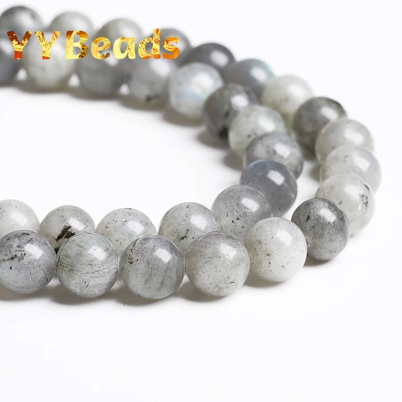 Natural Gray Labradorite Larvikite Stone Beads Round Loose Beads For Jewelry Making DIY Accessories 15'' Strand 4/6/8/10/12mm