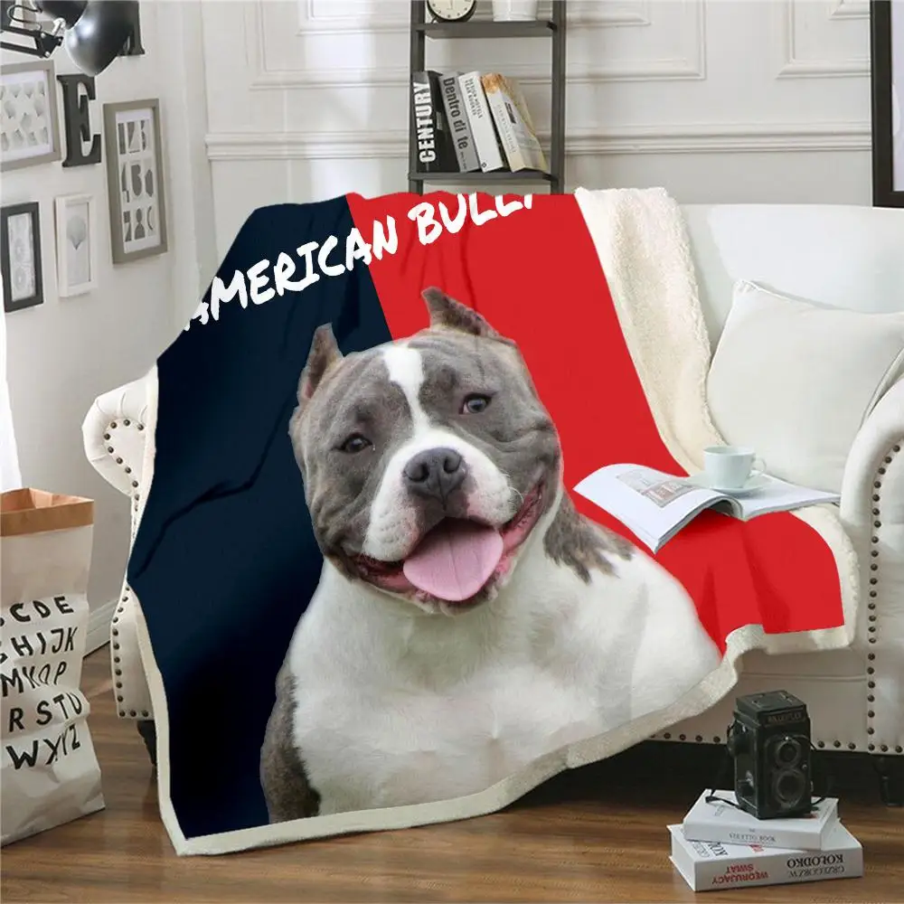 

CLOOCL Best Friend for Life American Bully Double Layer Blanket 3D Office Nap Blanket Hiking Picnic Sherpa Blanket Drop Shipping