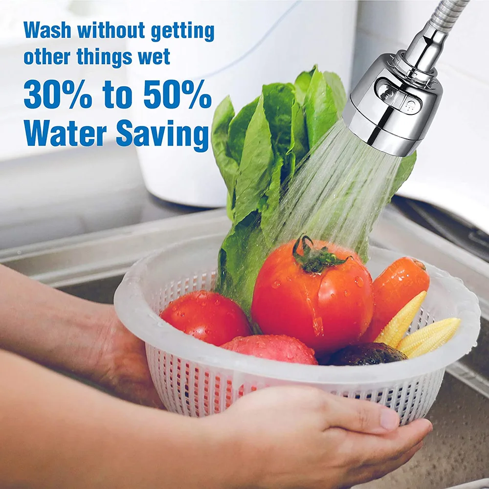 Kitchen Faucet Aerator Sink Tap 360 Degree Rotatable ABS Anti-Splash Sprayer Head Replacement 2 Modes