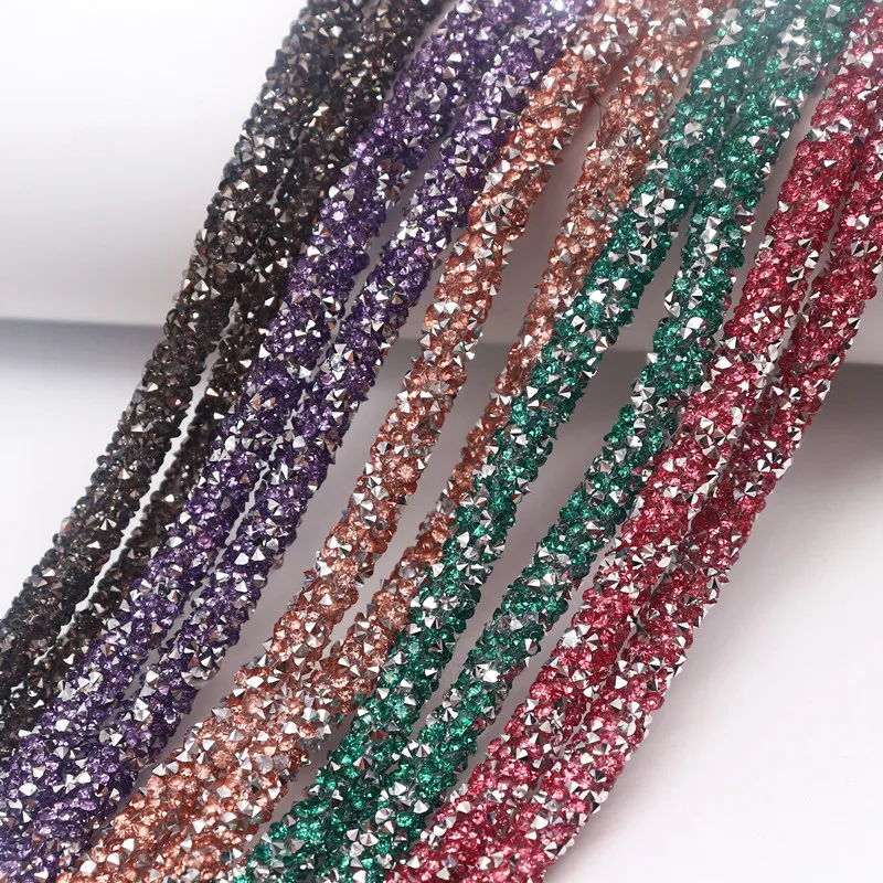 7mm Resin Glitter Rhinestones Rope Tube Cord Sequin Trimming for DIY Jewelry Bracelet Necklace Party Decoration Wedding