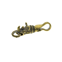 handmade Retro brass rhinoceros  connector for DIY Keychains wallet jean chains leather craft strap key rings Gift for family