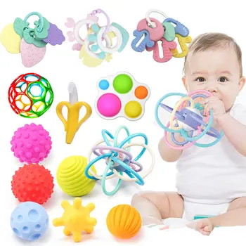Rattle Teether Toys For Babies Educational Baby Games Rattle Toys Teether For Teeth Newborns Baby Rattles Toys 0 12 Months 1