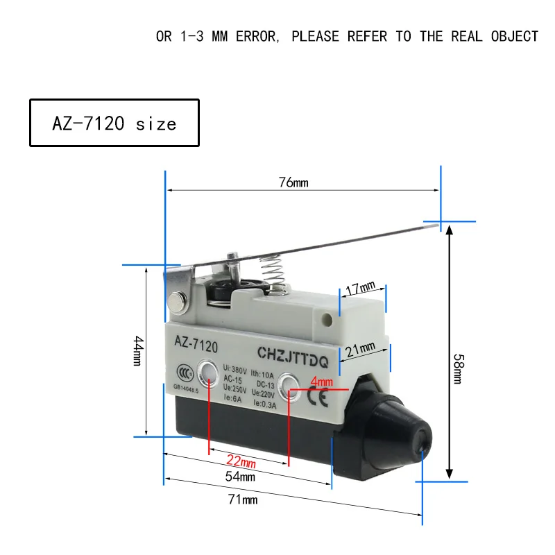 CHZJTTDQ Microswitch AZ -7141.AZ-7110.AZ-7121.AZ-7311.AZ-7100.AZ-7166.AZ-7124small horizontal stroke switch limit switch reset