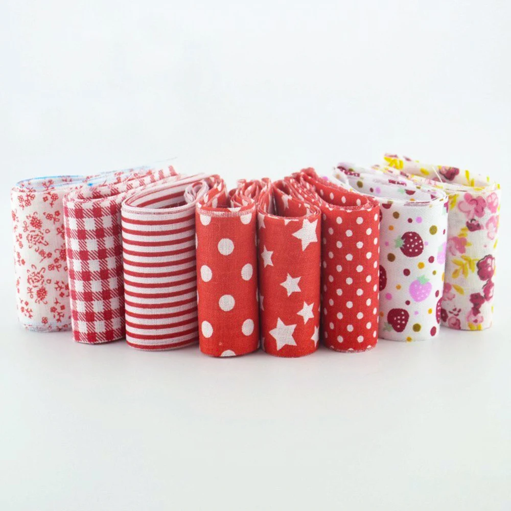 New Arrivals 100% Cotton 8 PCS/Lot Jelly Roll Sewing Textile Red Sets Fabric Strips 5cmx100cm Tildas Quilting Doll\'s Cloths