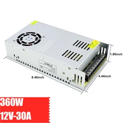 S-360-12 AC To DC 12V Switching Power Supply 30A 360W LED Security Monitoring Voltage Regulator Stabilizer Source Transformer