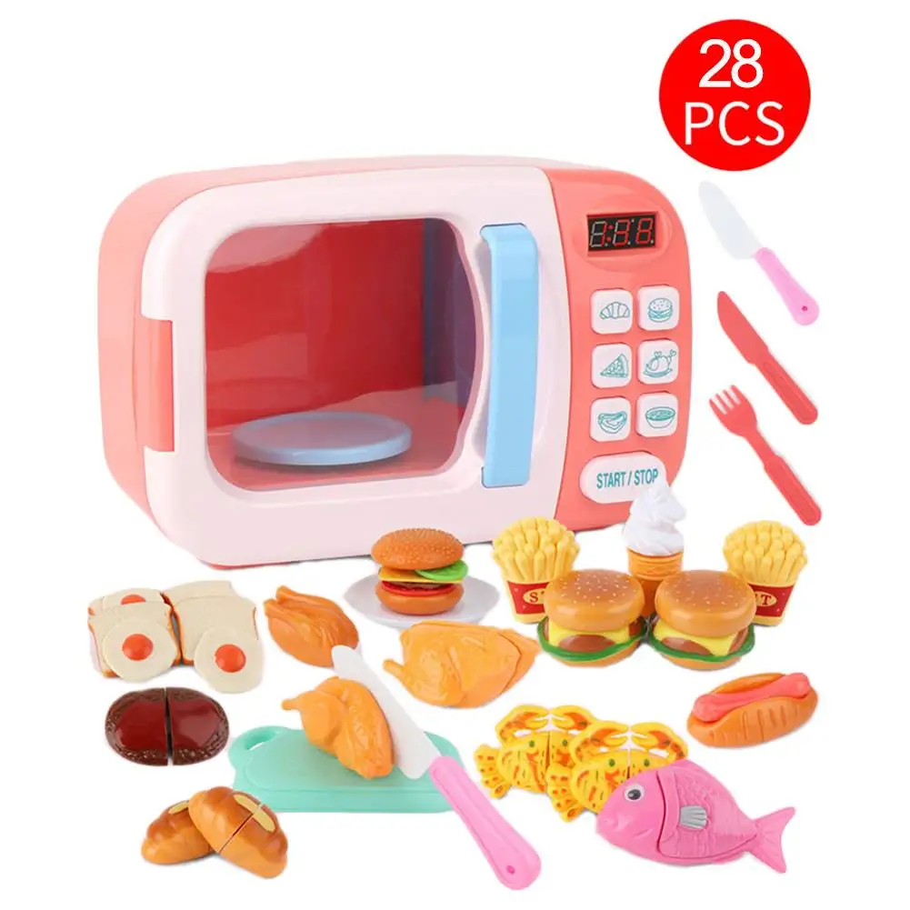 

Children's Microwave Oven Toy Oven Child Play Home Baby Cooking Kitchen Set Electric Timing Simulation Kitchenware DIY Gourmet