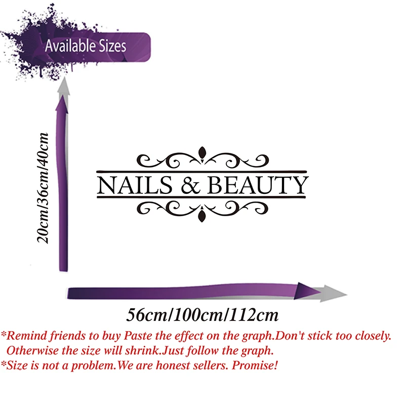 Nails & Beauty Hair Beauty Salon Wall Decal Polish Bar Window Wall Sticker Art Removable Poster Mural