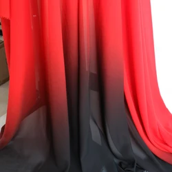 100d chiffon black red 2 tone material for dress skirts fashion ombre chiffon fabric for clothing