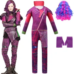 Girls Halloween Descendants Costume for Kids Descendants 3 Mal Cosplay Fantasia Costumes Fancy Party Girls Bodysuit Wig Gloves