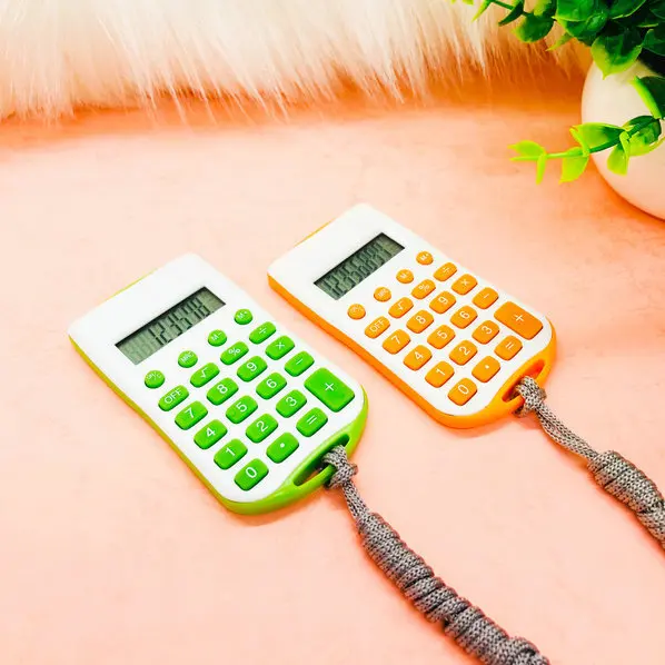 8 digital Calculator Portable Mini Sling rope portable multi-color cute student Calculator