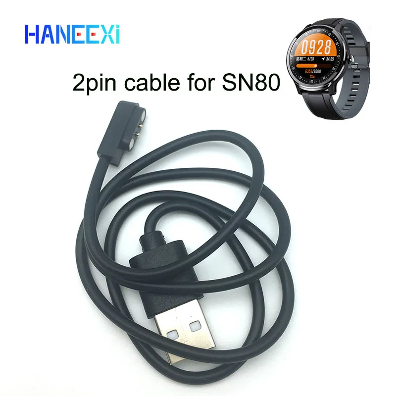 high quality Magnetic 2pin Charger Cable For SN88 SN80 Smart Watch bracelet Black Power Chargers charging data Cables