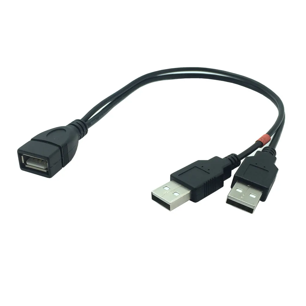 Cabo USB 2.0 Duplo USB macho para fêmea para USB 2 Masculino Cabo de Extensão Tipo Y Cabo de carregamento 0.3m