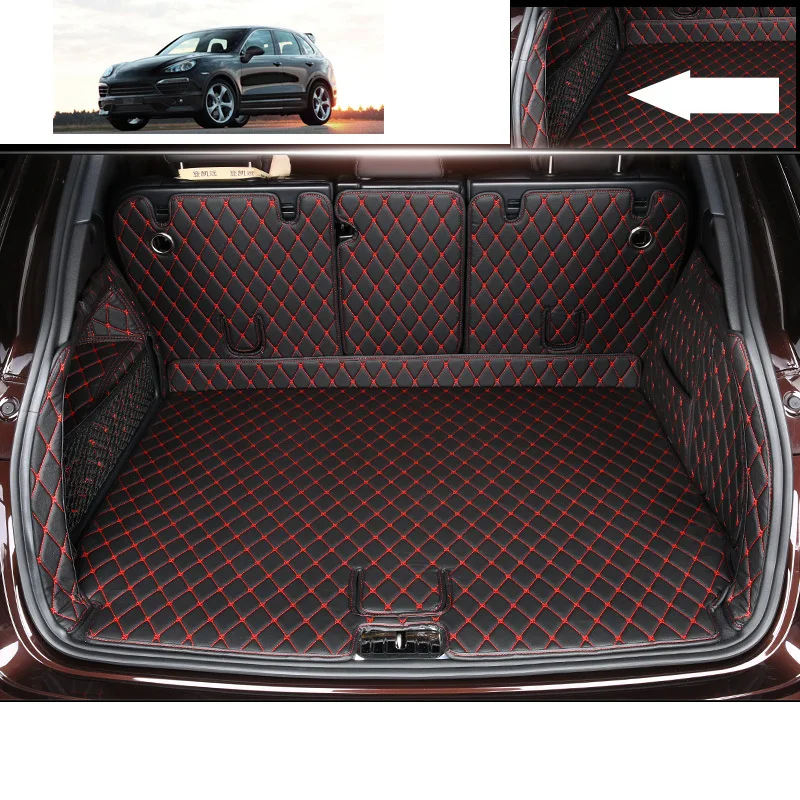 Car trunk mats leather car cargo liner for porsche cayenne 2011- 2015 interior accessories 958 trunk mat cover carpet