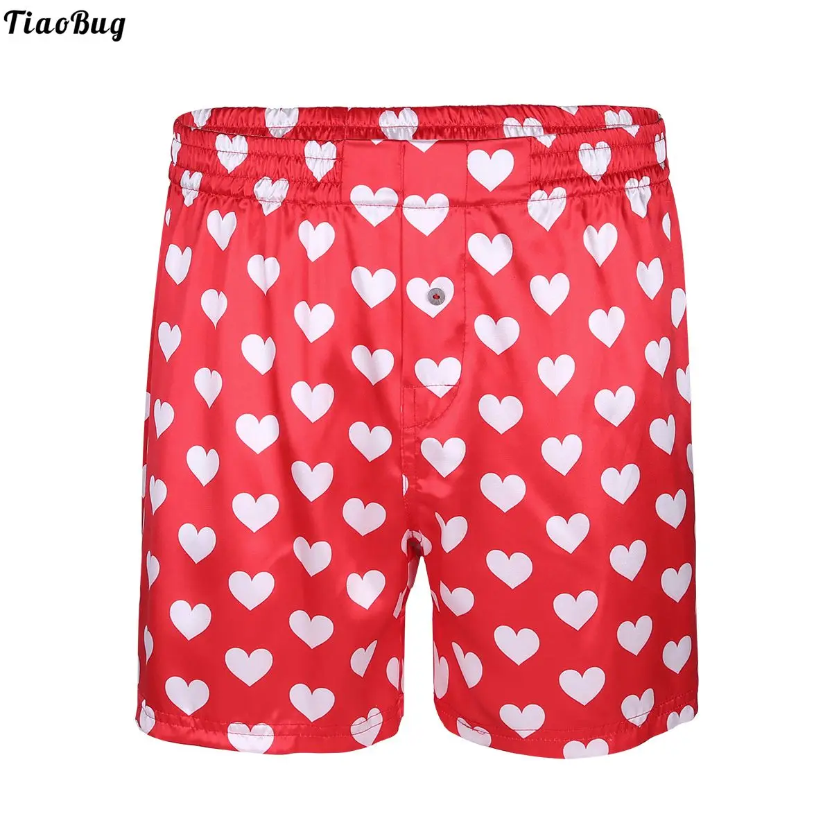 Mens Sissy Love Heart Polka Dot Print Trunks Boxer Shorts Swimwear Sleep Bottoms Lightweight Loose Sports Lounge Short Pants