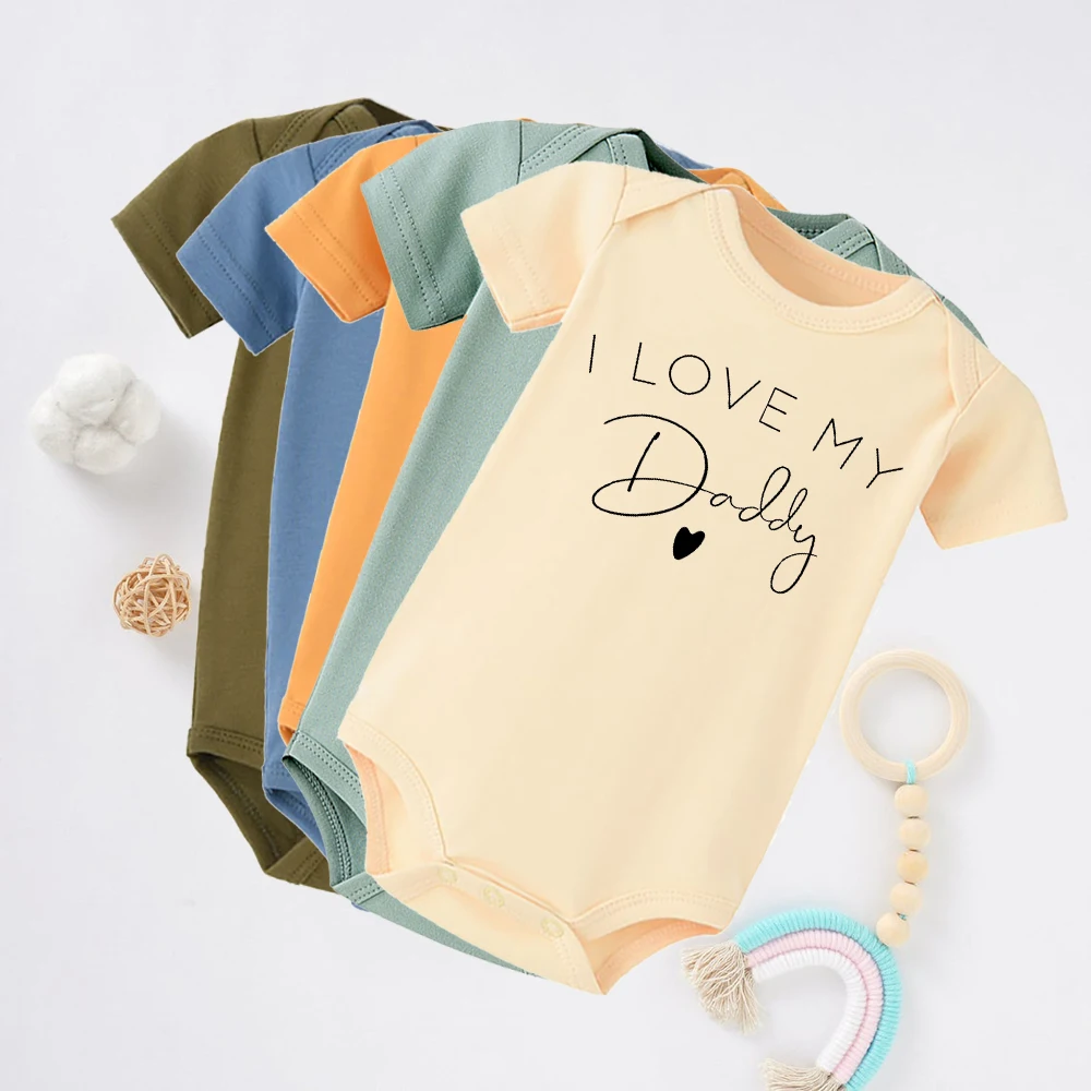 I Love My Daddy/grandma/grandpa/mommy Newborn Baby Unisex Cotton Bodysuit Boys Girls Casual Round Neck Romper Clothes