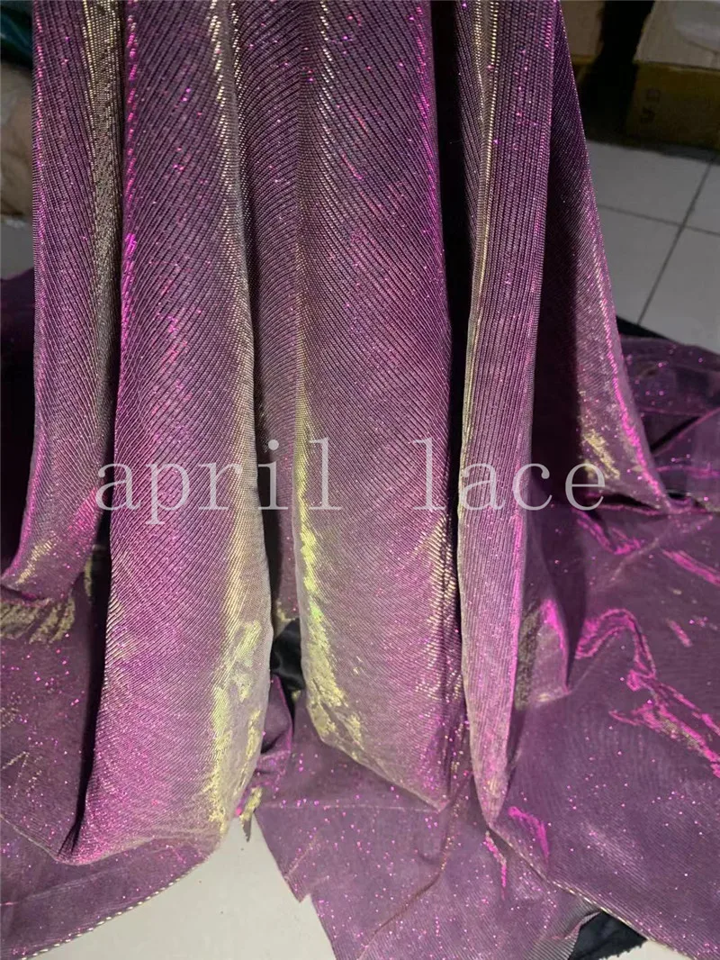 

5 yards ty03# April LACE Collection 2021 stock 3 color mix purple gold shining glitter bridal lace For sewing wedding dress