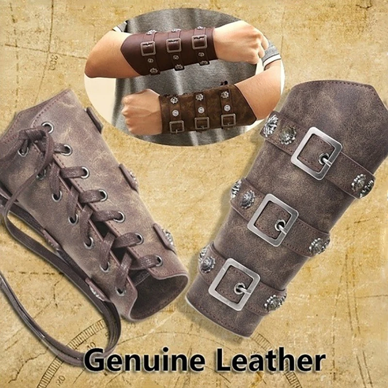 2pc Medieval Armor Handschuhe Breite Manschetten Armbänder Männer Steampunk Krieger Gauntlet Renaissance Ritter Templer Retro Leder Armband