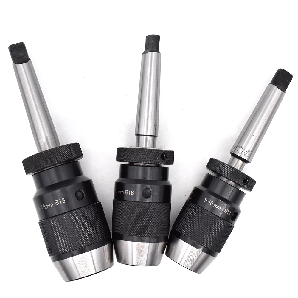 1SET Automatic Locking Collet Chuck 5-20mm B22 SELF TIGHTEN with Tapered Rod MT2 M10 MT3 M12 Machining Center Drilling Machine