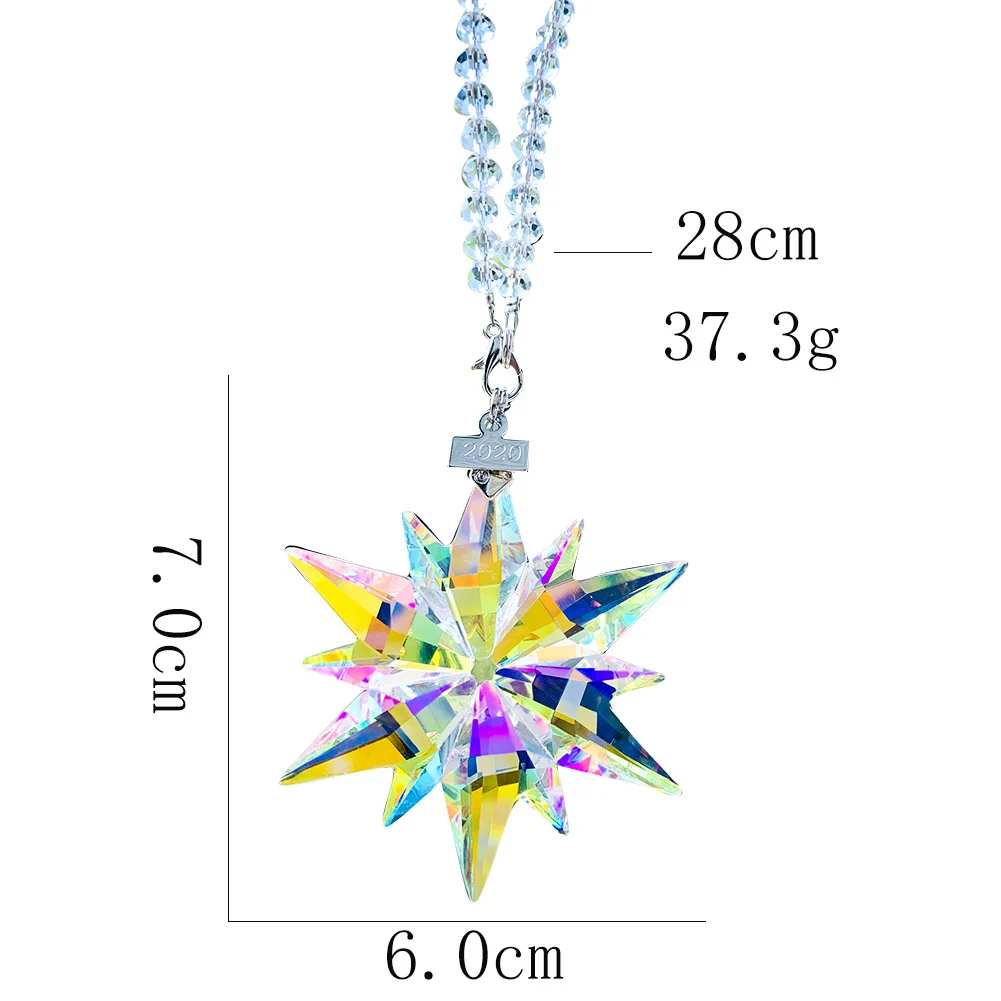 AB Color Crystal Snowflake Hanging Car Pendant Rainbow Prisms Suncatcher Superior Rearview Mirror Car Interior Accessories