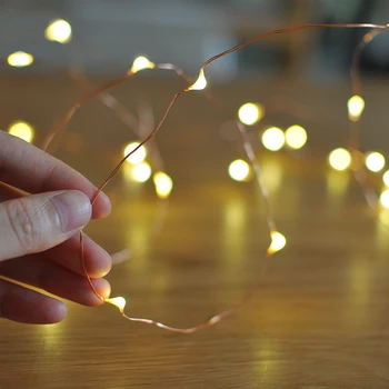 2M 5M 10M ไฟ LED String แบตเตอรี่ดําเนินการ Sliver ลวด Fairy Garland คริสต์มาสกลางแจ้งไฟ CHAIN งานแต่งงาน Patry Decor