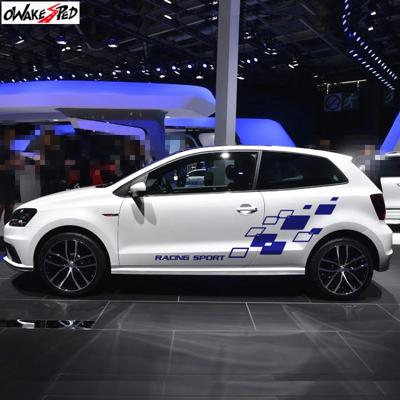 

Гоночные решетки, наклейка, кузов, дверь, декор, виниловая наклейка, обе стороны, наклейка «сделай сам», для Volkswagen-POLO Golf CC GTI-R LINE-R WRC-TSI