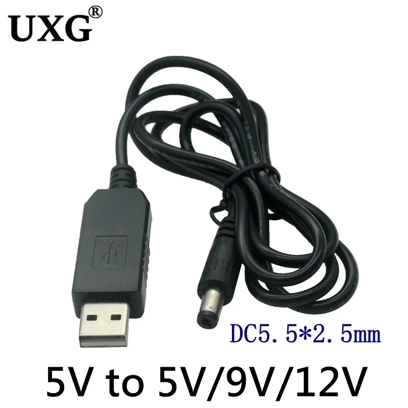 1M USB to DC 5.5 2.5mm power boost line DC 5V to DC 5V 9V / 12V Step UP Module USB Converter Adapter Cable 2.5x5.5mm Plug