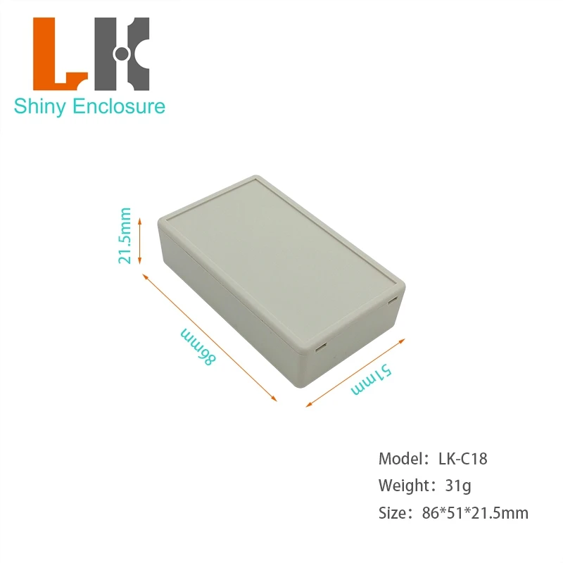 86x51x21.5mm LK-C18 Small Custom Injection Plastic Case IP54 ABS Plastic Diy Enclosure Boxes for Electronics Project