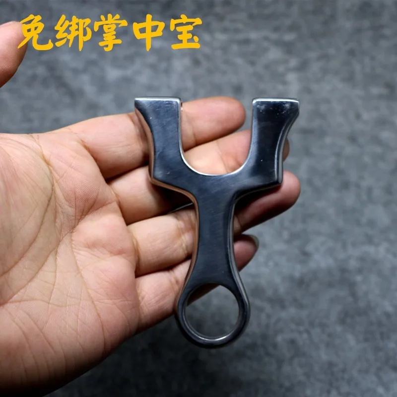 New 304 Stainless Steel Metal Slingshot with Bright Surface and Free Binding for Outdoor Entertainment Hunting Catapult