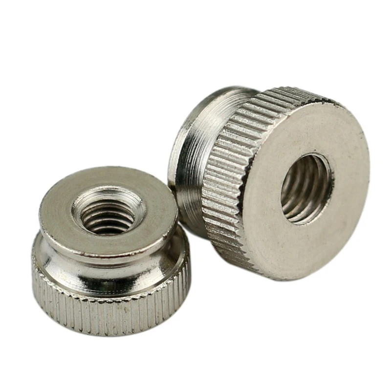 5PCS Nickel Plated Knurled Thumb Screws Nuts M3 M4 M5 M6 M8 Thin High Head Step Hand Nuts Through Hole