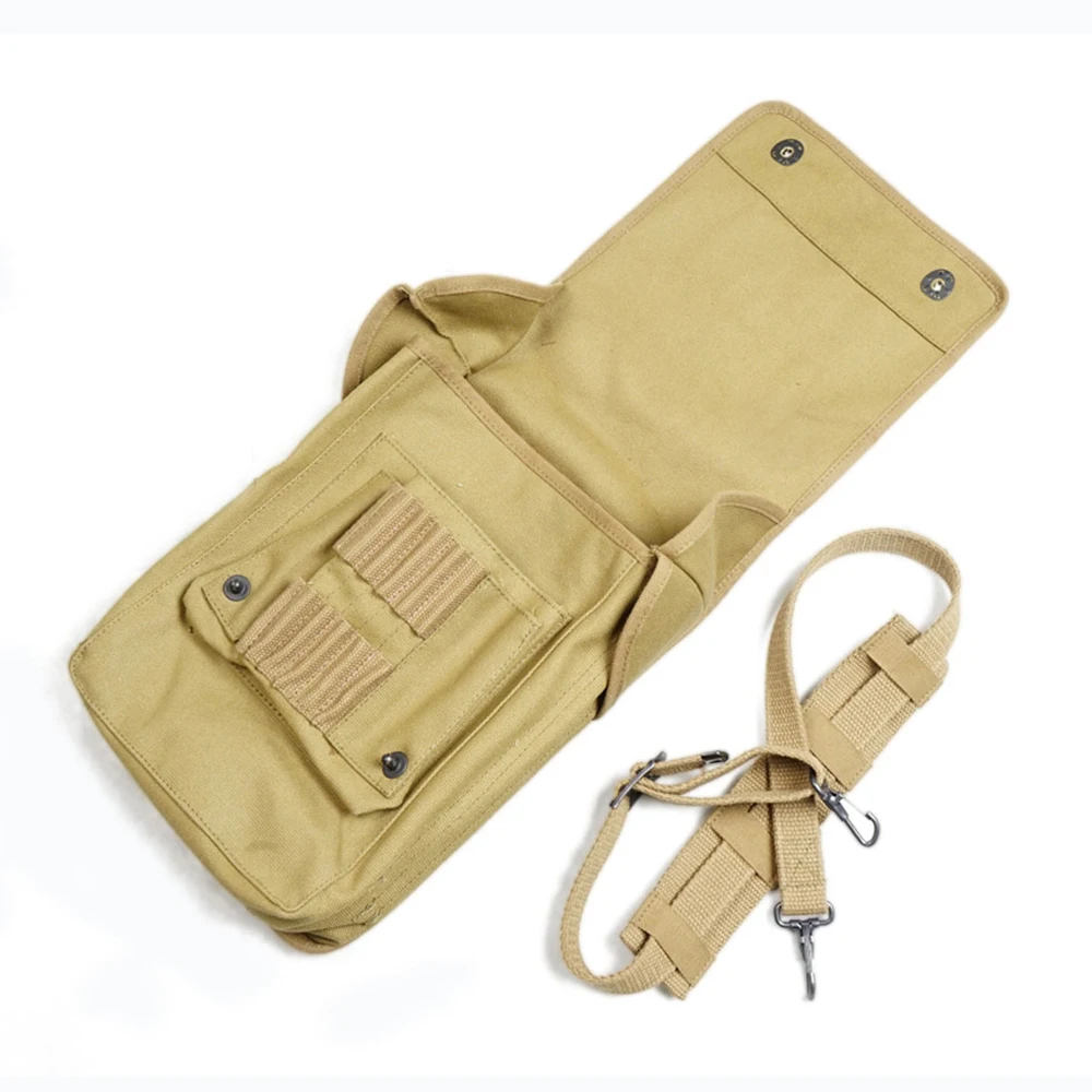 WWII WW2 Army Canvas Map Bag Militaire Map Pack Sundries Pouch Tool Kit Khaki Outdoor