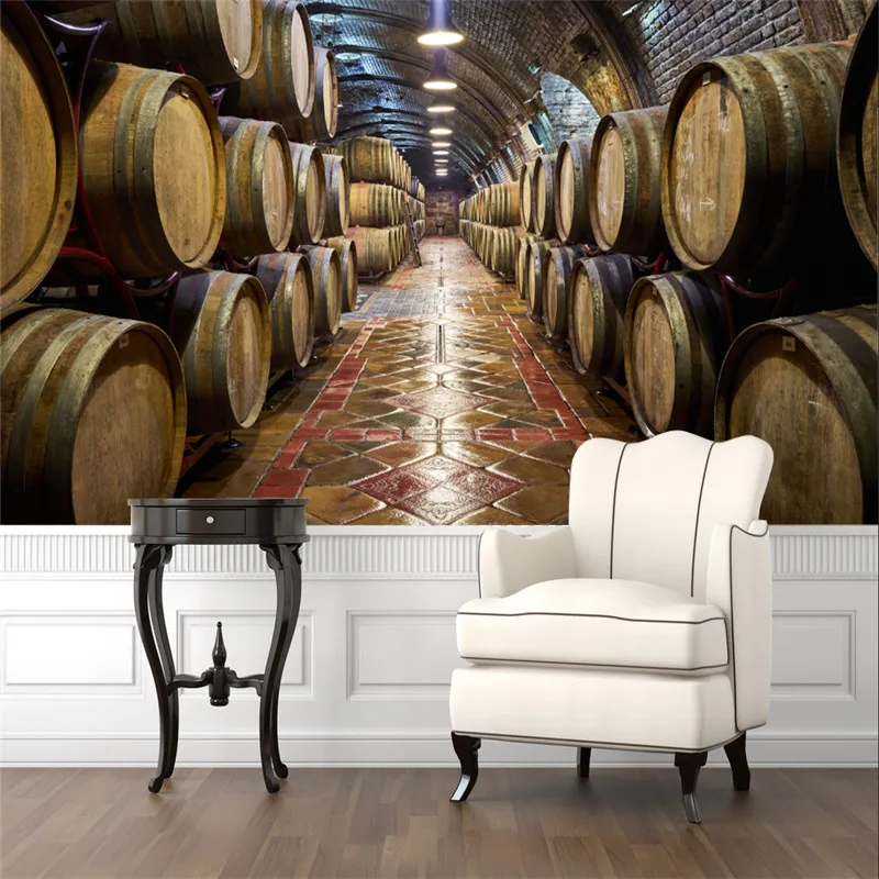 Traditional Wine Cellar Oak Wine Barrels Photo Wallpaper 3D Beer Bar Wine Winery Industrial Decor Background Mural Wall Paper 3D