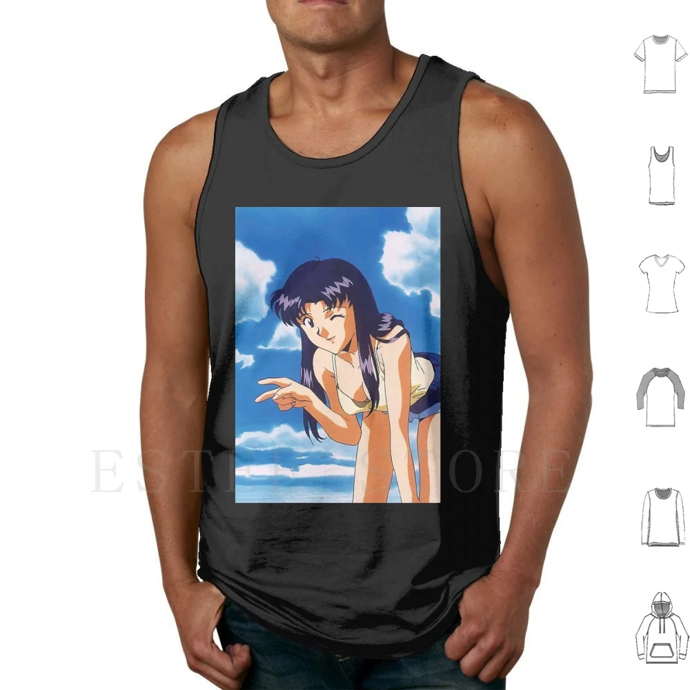 

Misato Katsuragi Photograph Tank Tops Vest Cotton Eva Shinji Anime Kaworu Asuka Third Impact Mecha Japanese Hideaki Anno