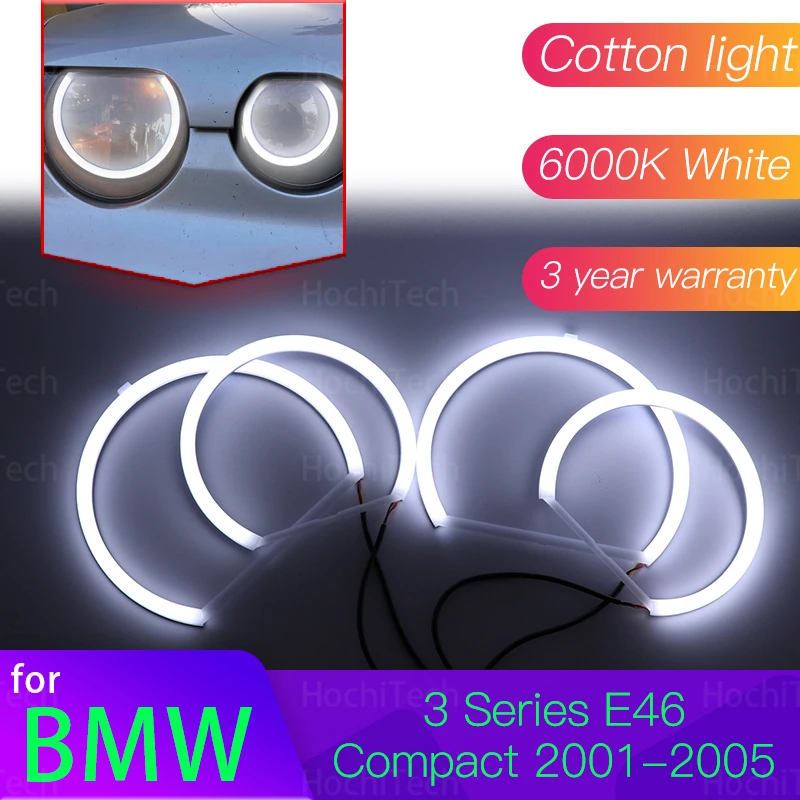 Angel Eyes Kit 6000L Cotton White Ring Light For BMW 3 Series E46 Compact 2001 2002 2003 2004 2005