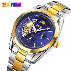 SKMEI orologio meccanico da uomo in acciaio inossidabile Luxury Business Design originale Skeleton Hollow orologi da polso automatici Heren Horloge