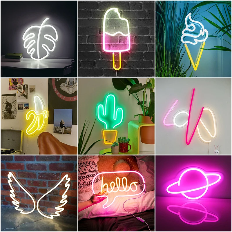 

5V USB with Switch LED Neon Sign Light Bedroom Home Decoration 13 to 18inch Party Decorative Neon Sign Lamps Club Lights D30