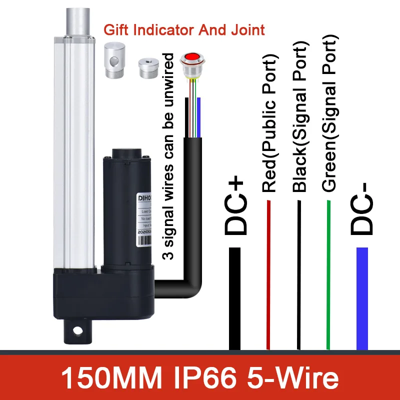 Imagem -04 - Curso Ip66 à Prova Impermeável Água Atuador Linear Kit com Controle Remoto Dc24v Elétrica Móveis Elevador 3000n Dhla3000 150 mm