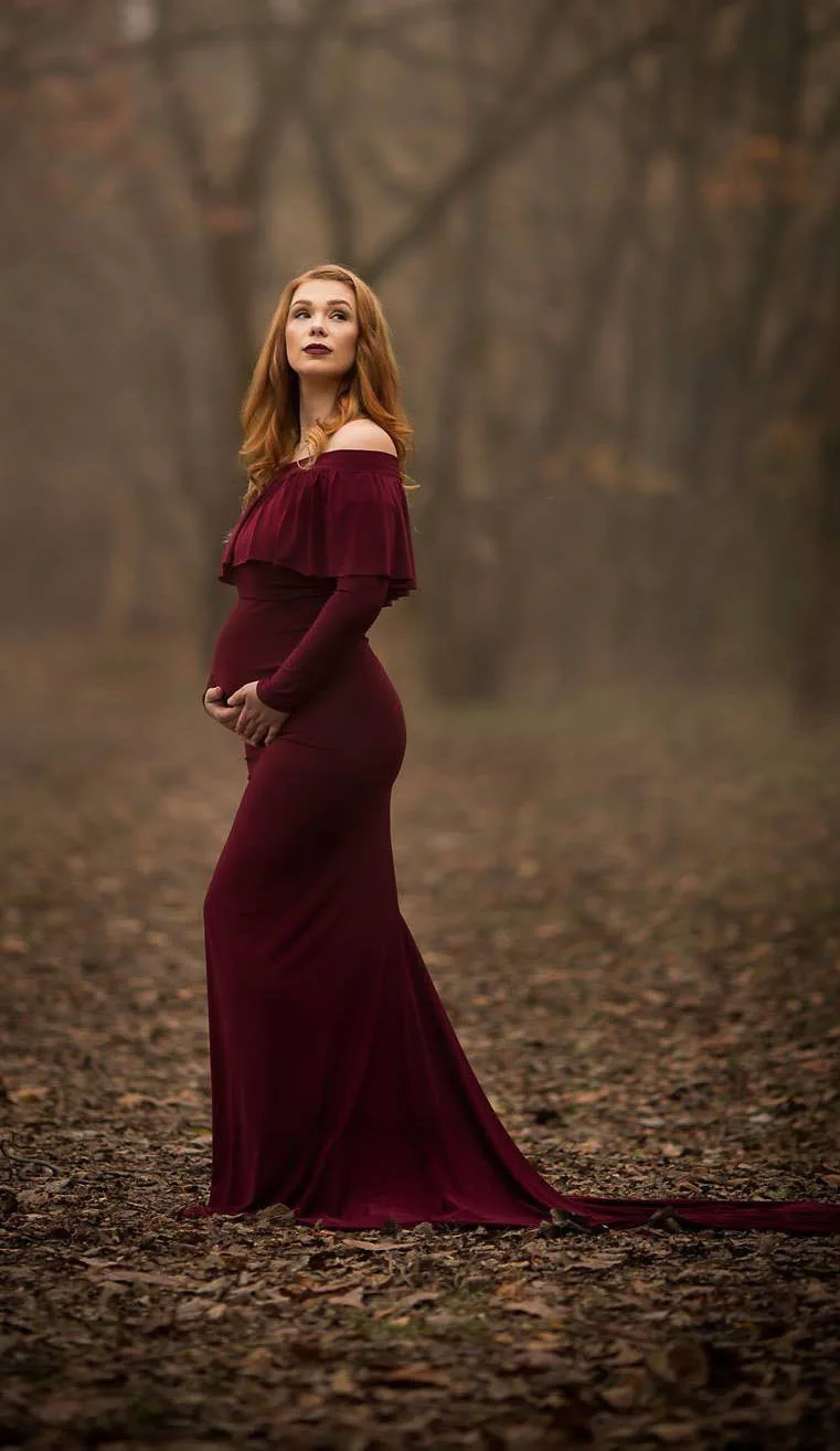 Sexy Lace Bodysuits Dresses For Photography Maternity Photography Props Long Dress With Bodysuit Pregnancy Photo Shoot Gown