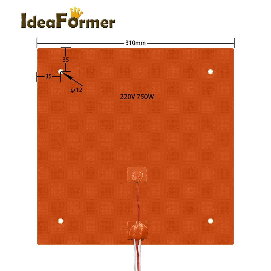 Silikon Heizung 310*310MM 220V 750W Heizung Pad Elektrische Silikon Gummi Wasserdicht Flexible Für Creality CR-10 3D Drucker Teil – Detail 2
