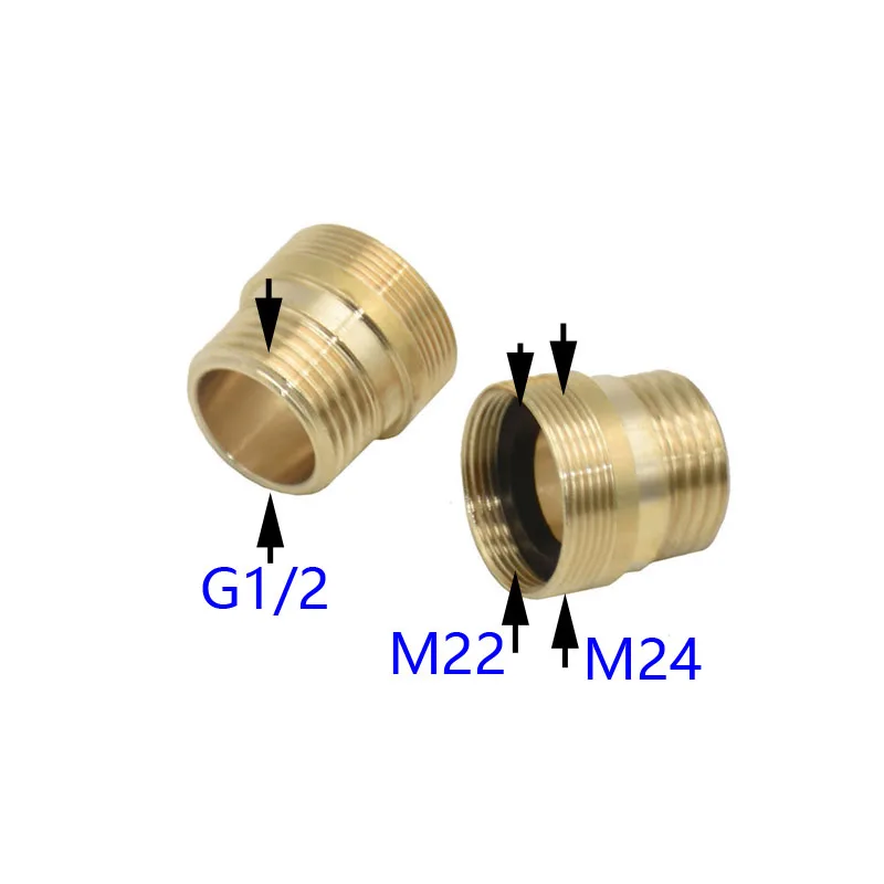 Conector roscado de 1/2 a M22 M24, accesorio de conversión de grifo de agua de latón para adaptador de grifo, 1 unidad