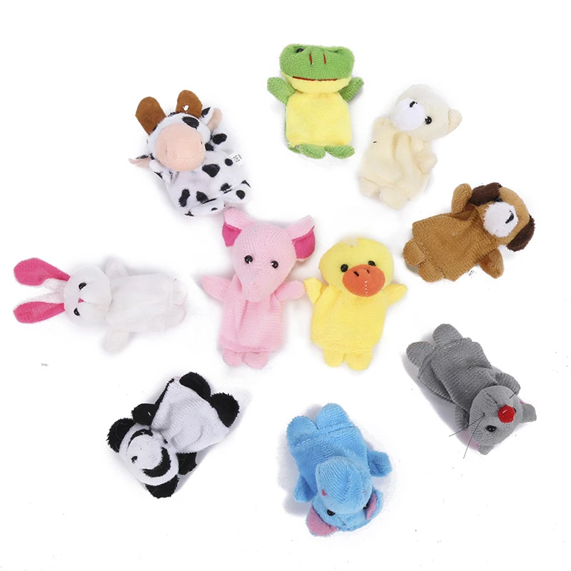 Finger Puppets Baby Mini Animal Educational Hand Fingertip Toys Cartoon Animal Christmas Plush doll Plush Toys for Children Gift