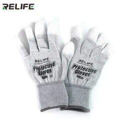 RELIFE RL-063 Anti Static Antiskid Glove PU Coated Finger Part Clean Gloves Knitted Glove for PC Computer Phone Repair tools