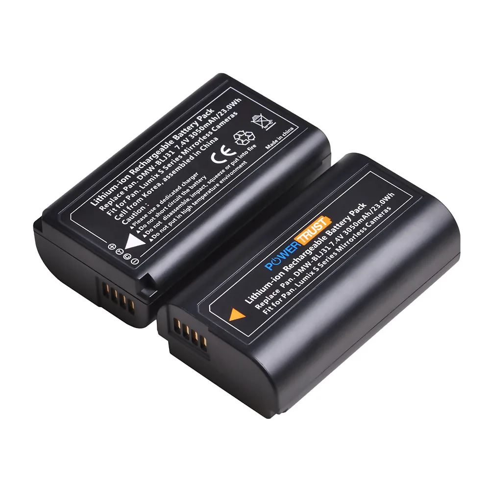 PowerTrust 3050mAh DMW-BLJ31 DMW BLJ31 BLJ31 Battery+LED USB Dual Charger with Type C Port for Panasonic LUMIX S1, S1R, S1H