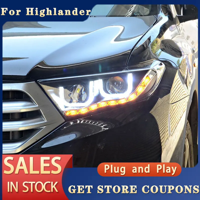 

For TOYOTA Highlander Head lights 2007-2011 Kluger LED Head light DRL Hid Head Lamp Angel Eye Bi Xenon Accessories