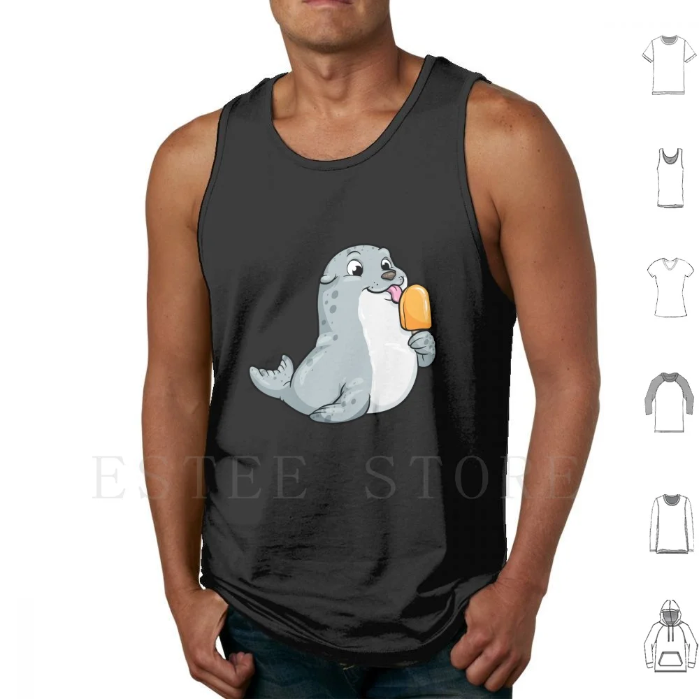 Seal With Popsicles Tank Tops Vest Sleeveless Seals Fins Seals Types Walruses Ringed Seal Harp Seal Weddel Seal Leopard