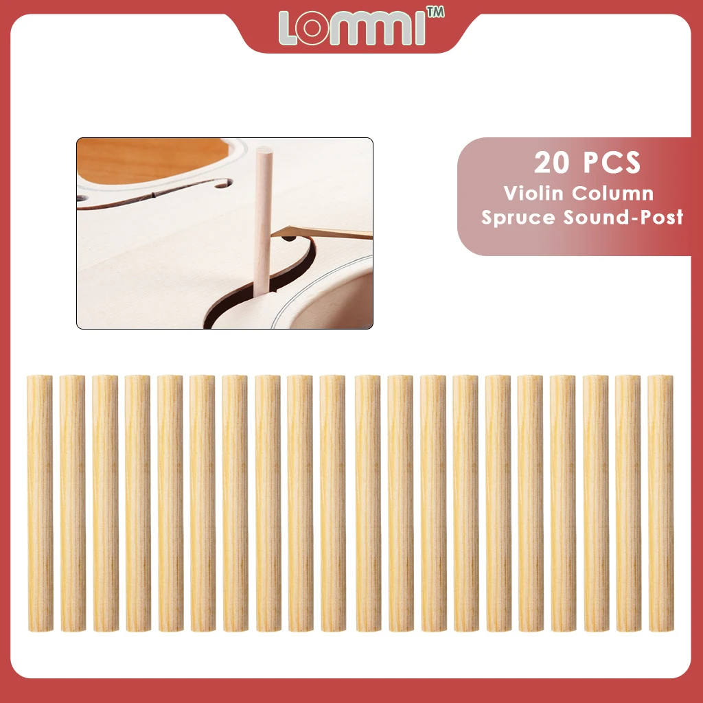 LOMMI 20pcs Acoustic Violin Column Spruce Sound-Post Sound Post 70mm For DIY 4/4 3/4 1/2 1/4 1/8 Violin Parts Accessories